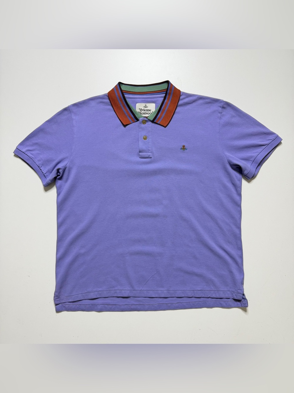 Vivienne Westwood Lavender Polo with Striped Contrast Collar